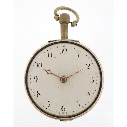 124 - Goddard Forster, George III silver open face pocket watch, the fusee movement numbered 795, 50mm in ... 