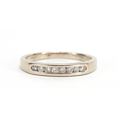 217 - 18ct gold diamond half eternity ring, approximately .15 carat in total, size L, 2.3g