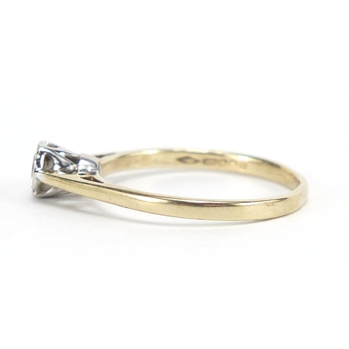 103 - 9ct gold diamond solitaire ring, the diamond approximately 3.0mm in diameter, size M, 1.4g