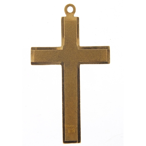 325 - 18ct gold cross pendant with engraved decoration, 4.7cm high, 4.6g