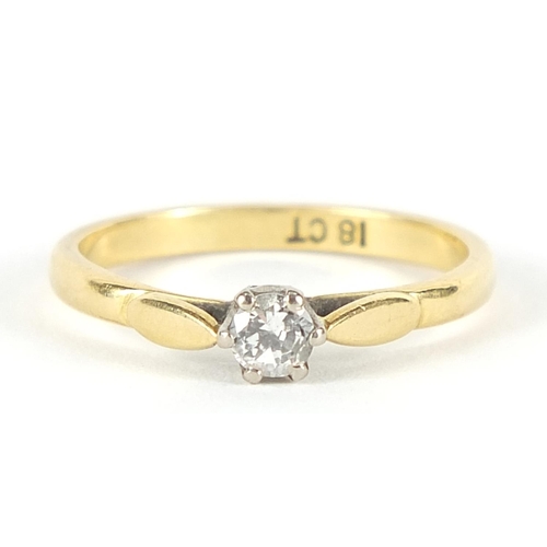 380 - 18ct gold diamond solitaire ring, the diamond approximately 3.8mm in diameter, size M, 2.5g