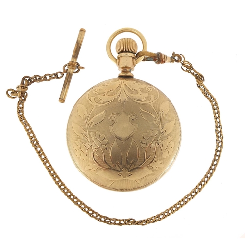 363 - Elgin, gentlemen's gold plated open face pocket watch with subsidiary dial, the movement numbered 80... 