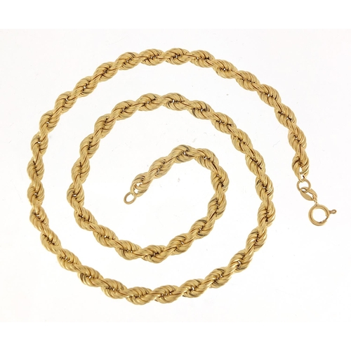 604 - 9ct gold rope twist necklace, 40cm in length, 8.3g