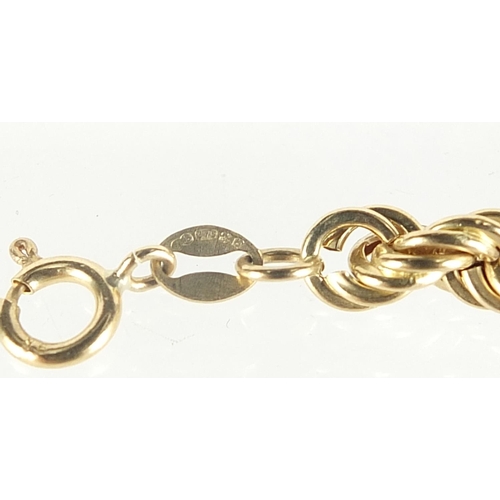 604 - 9ct gold rope twist necklace, 40cm in length, 8.3g