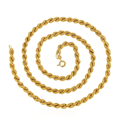 208 - 9ct gold rope twist necklace, 50cm in length, 9.5g