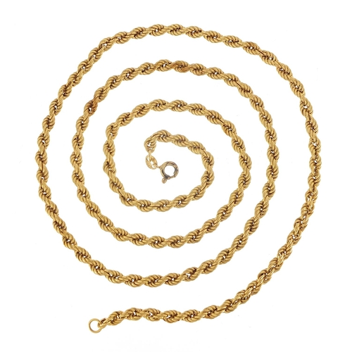 170 - 9ct gold rope twist necklace, 72cm in length, 13.8g