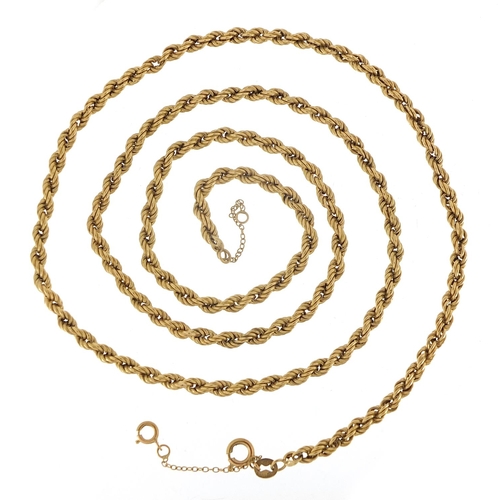 659 - 9ct gold rope twist necklace, 48cm in length, 7.3g