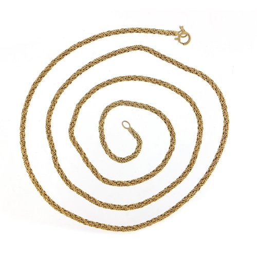 162 - 9ct gold rope twist necklace, 83cm in length, 26.0g