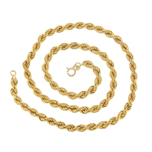 551 - 9ct gold rope twist necklace, 44cm in length, 9.0g