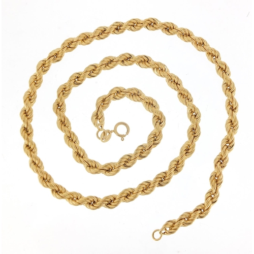 634 - 9ct gold rope twist necklace, 44cm in length, 8.9g