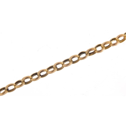 406 - 9ct gold belcher necklace, 84cm in length, 13.9g