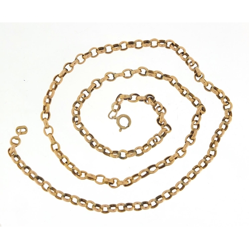 406 - 9ct gold belcher necklace, 84cm in length, 13.9g