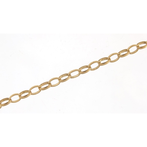 326 - 9ct gold Belcher link necklace, 60cm in length, 10.8g