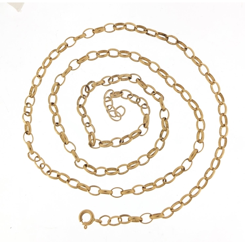 326 - 9ct gold Belcher link necklace, 60cm in length, 10.8g