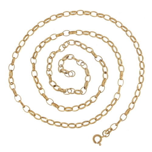 403 - 9ct gold Belcher link necklace, 60cm in length, 10.6g