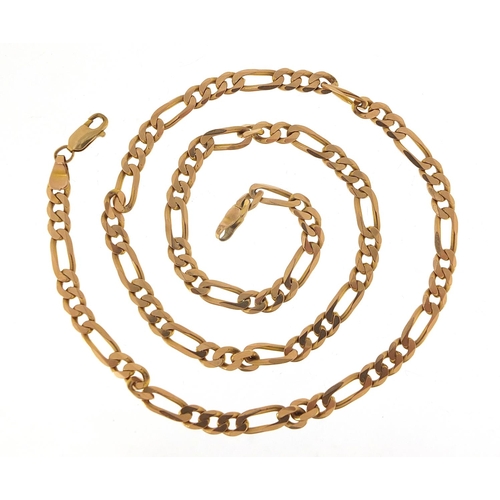 257 - 9ct gold Figaro link necklace, 52cm in length, 23.2g