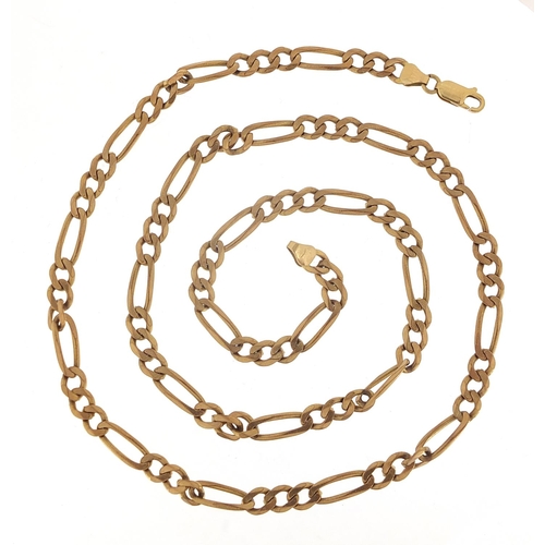 115 - 9ct gold Figaro link necklace, 60cm in length, 22.5g