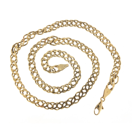 259 - 9ct gold double curb link necklace, 46cm in length, 16.3g