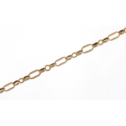 431 - 9ct gold long and short link bracelet, 22cm in length, 3.4g