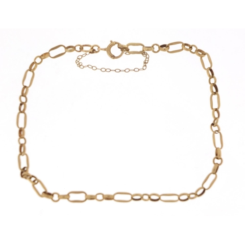 431 - 9ct gold long and short link bracelet, 22cm in length, 3.4g