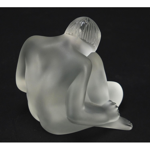 734 - Lalique, French opalescent frosted glass Nu Reve paperweight, 7cm high