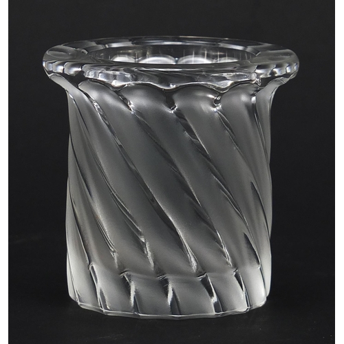 736 - Lalique, French frosted writhen glass vase, etched Lalique France to the base, 6.5cm high