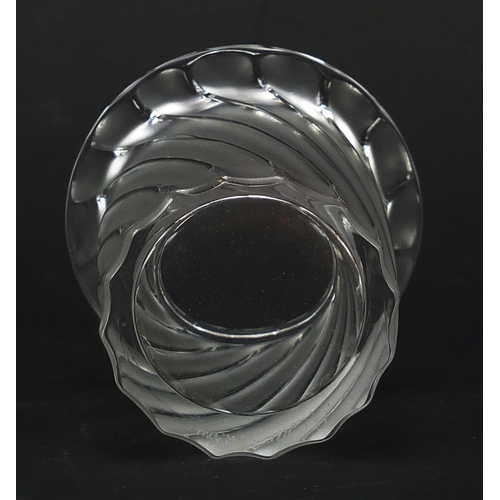 736 - Lalique, French frosted writhen glass vase, etched Lalique France to the base, 6.5cm high