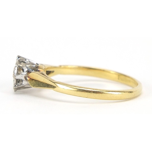 463 - 18ct gold diamond solitaire ring, size Q, 2.9g