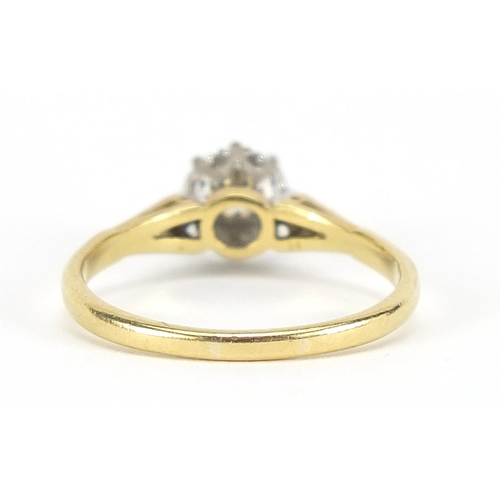 463 - 18ct gold diamond solitaire ring, size Q, 2.9g