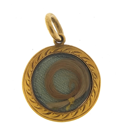 177 - Early 19th century unmarked gold and blue enamel mourning locket, (tests as 15ct+ gold) 1.7cm in dia... 