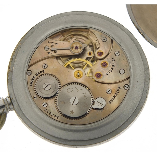 467 - Cyma, British military issue open face pocket watch with subsidiary dial, engraved G.S.T.P. T16251, ... 