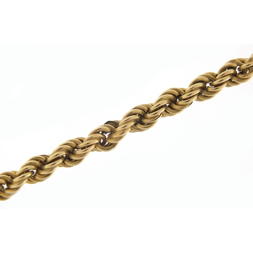 86 - 9ct gold rope twist necklace, 74cm in length, 27.5g