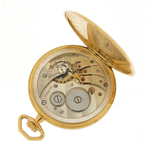 28 - Buren 18ct gold open face pocket watch with subsidiary dial, the case numbered 101911, 46mm in diame... 