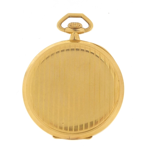 28 - Buren 18ct gold open face pocket watch with subsidiary dial, the case numbered 101911, 46mm in diame... 