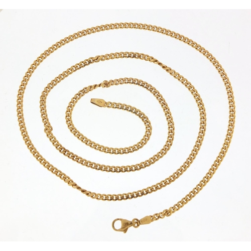 399 - 9ct gold curb link necklace, 60cm in length, 11.2g