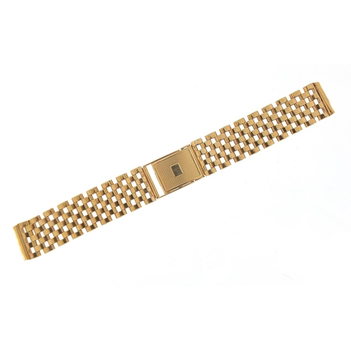 96 - 9ct gold watch strap, 15cm in length when closed, 1.5cm wide, 26.5g