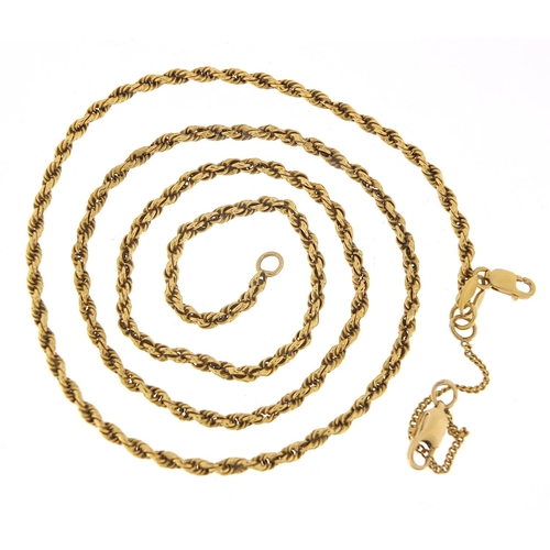 361 - 18ct gold rope twist necklace, 50cm in length, 10.2g