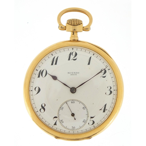 149 - Movado, gentlemen's 18ct gold open face pocket watch, 49mm in diameter, 71.8g