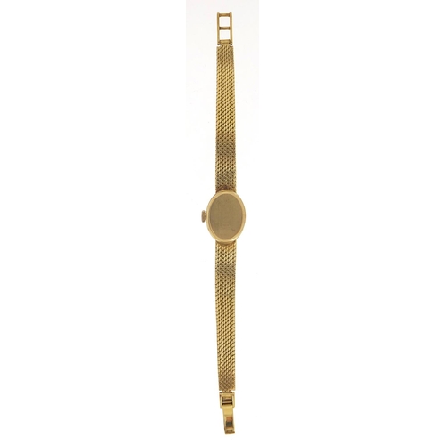 390 - Anker 85, ladies 14ct gold manual wind wristwatch with 14ct gold strap, the case 15mm wide, 22.0g