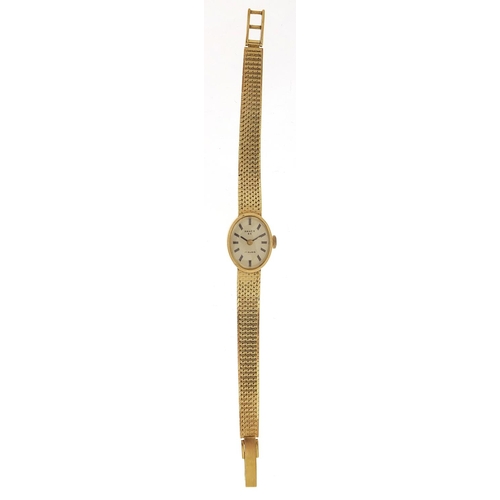 390 - Anker 85, ladies 14ct gold manual wind wristwatch with 14ct gold strap, the case 15mm wide, 22.0g