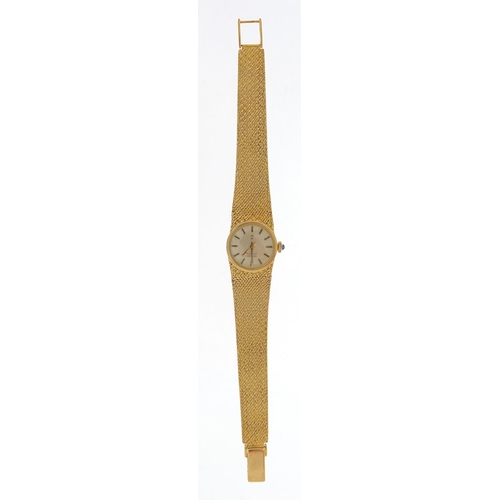 408 - MW, ladies 9ct gold manual wristwatch with 9ct gold strap, 20mm in diameter, 31.0g