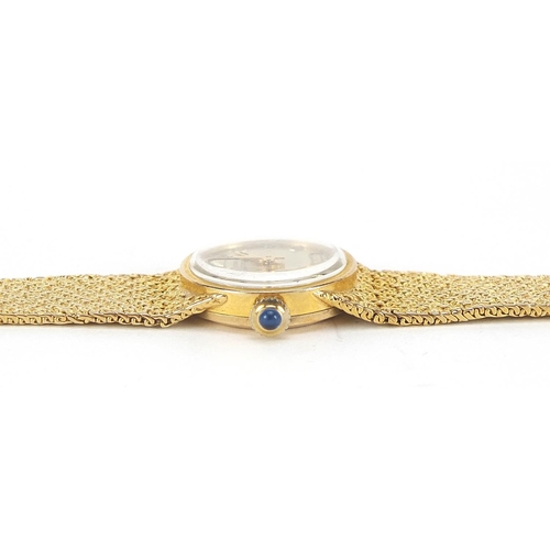 408 - MW, ladies 9ct gold manual wristwatch with 9ct gold strap, 20mm in diameter, 31.0g