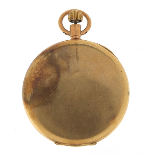 201 - Gentlemen's 9ct gold open face pocket watch, 44mm in diameter, 45.0g