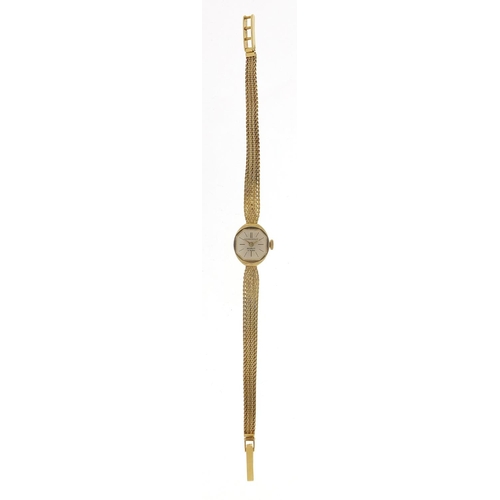 423 - Commodoor ladies 14ct gold wristwatch with 14ct gold strap, the case 13.8mm wide, 11.4g