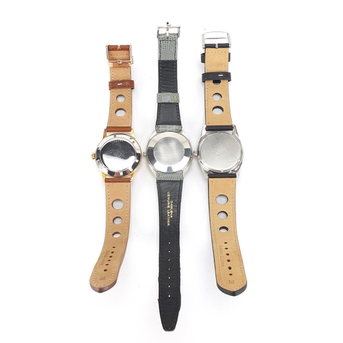 401 - Eterna, three gentlemen's wristwatches including two Eterna-matic, two with date apertures