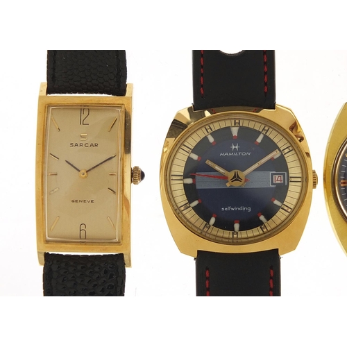 436 - Four vintage and later gentlemen's wristwatches comprising Bulova Automatic, Bulova Excellency, Hami... 