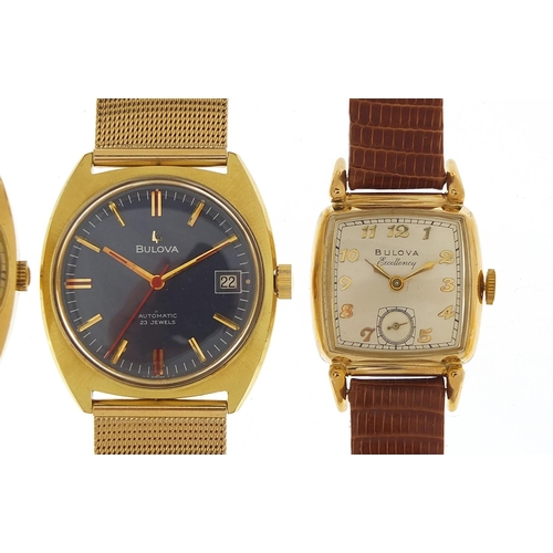 436 - Four vintage and later gentlemen's wristwatches comprising Bulova Automatic, Bulova Excellency, Hami... 