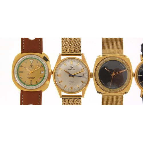 461 - Five vintage and later gentlemen's wristwatches comprising Zodiac Professional, Tressa Automatic, Sy... 