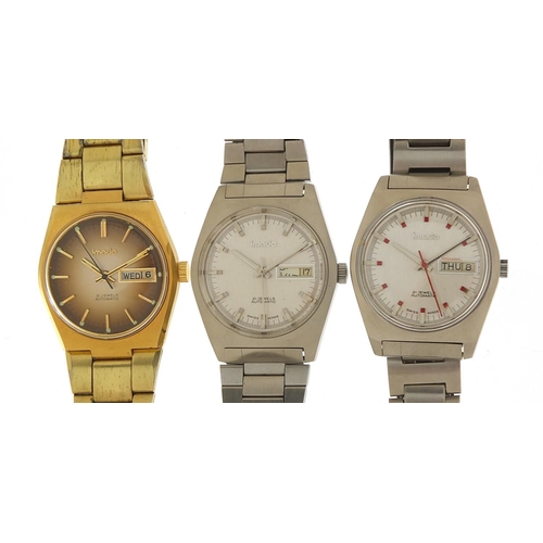 412 - Imado, three gentlemen's automatic day date  wristwatches