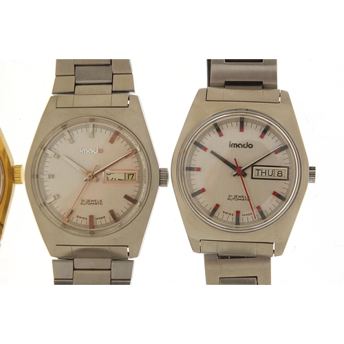 412 - Imado, three gentlemen's automatic day date  wristwatches